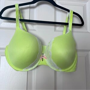 Body by Victoria Padded Perfect Coverage 38DD Neon Green Bra with Lace Accents